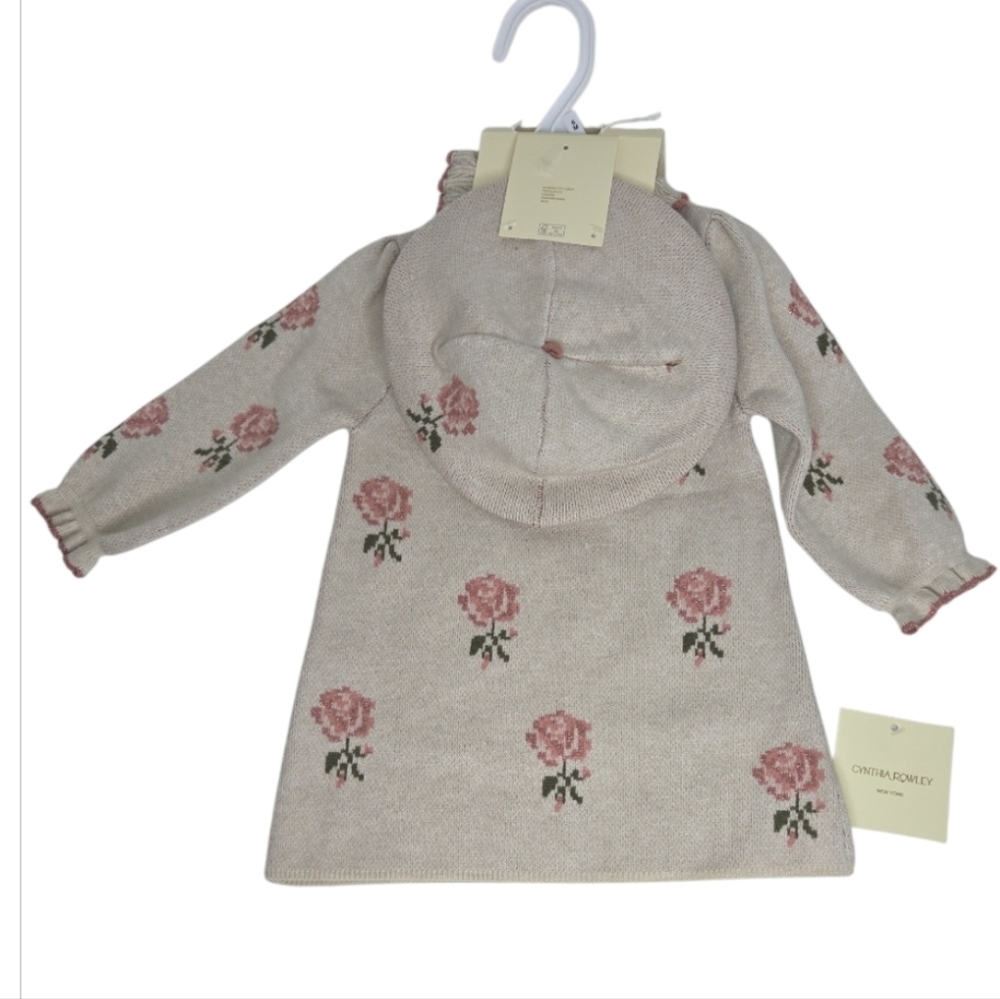 Cynthia Rowley Baby Girl Sweater Dress Socks Beret 3 Piece Set NWT 3-6 Months